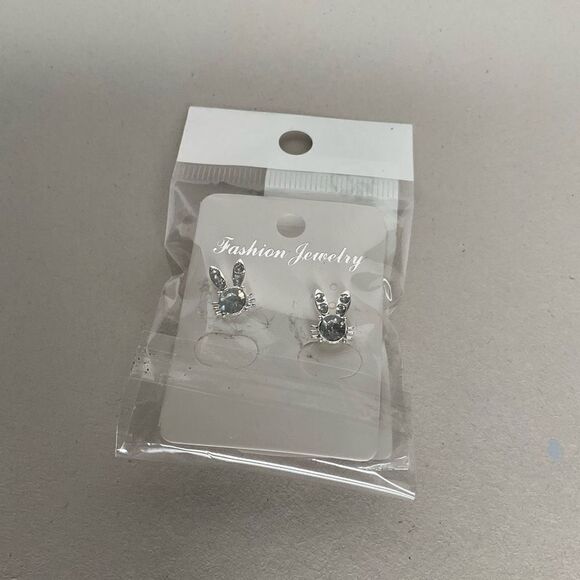 Easter Bunny Rhinestone Stud Earrings Rabbit Design, Simple Alloy Ear‎ Needle - Picture 10 of 11